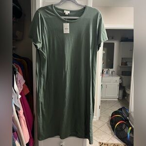 J. Crew Army Green T-shirt Dress